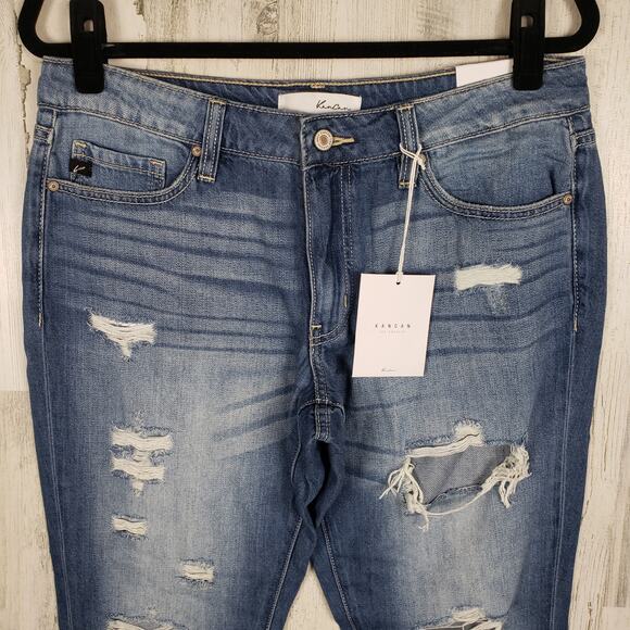 NWT Kancan Distressed Denim Russell Mid-Rise Boyfriend Relaxed Jeans Size 9/28 - Picture 2 of 10